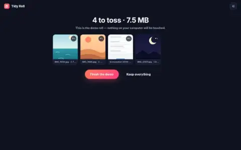 Summary screen listing tossed photos before confirming